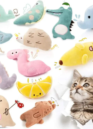 Pet Molar Bite toy Cartoon Stuffed Animal Cute Plush Cat Chew Toy Interactive Pets Toys For Cat YimoPet Store