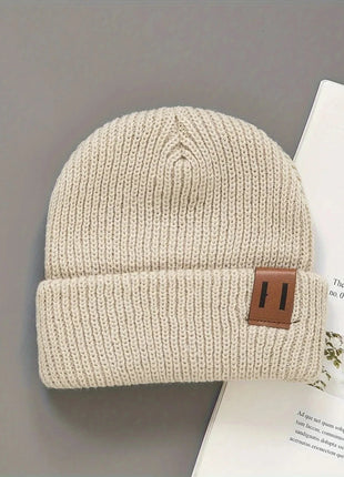 3 Pcs Boys Knit Leather Patch Beanie Hat Stone's Store