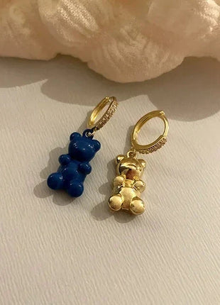 Cartoon Bear Pendant Zircon Earrings Niche Design All-Match Earrings Graceful and Fashionable Wholesale and Retail Shop1100214136 Store