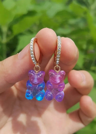 Cartoon Bear Pendant Zircon Earrings Niche Design All-Match Earrings Graceful and Fashionable Wholesale and Retail Shop1100214136 Store