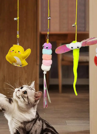 1PC Cat Hanging Cat Toy Hanging Door Elastic Rope Cat Stick Feather Pet Supplies For Cats And Dogs Dropshipman