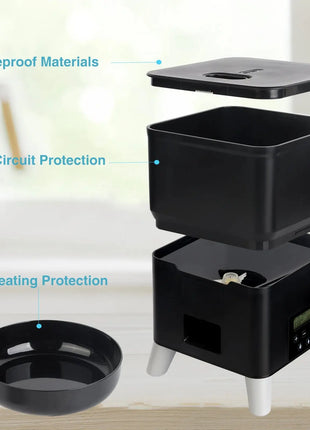 Automatic Pet Feeder For Cats Button Smart Slow Dog Feeder With Large Capacity Timing Cat Dry Food Dispenser Feeding Bowl Dropshipman