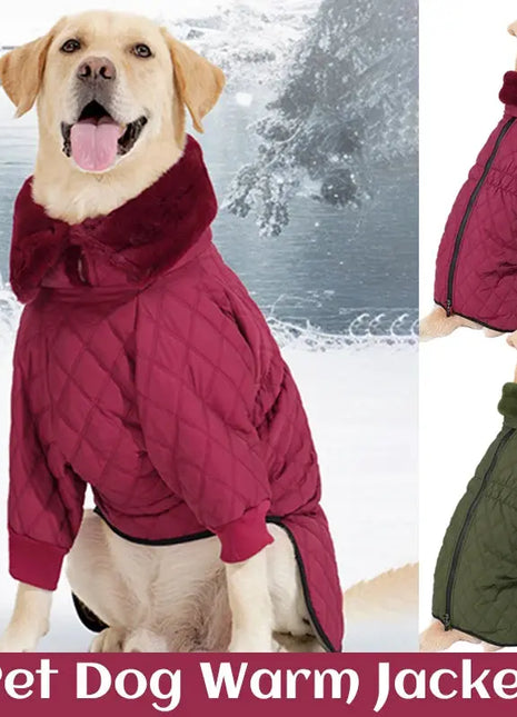 Dog Winter Warm Jacket High Collar Pet Jacket Small Medium Large Dogs Golden Retriever Waterproof Padded Warm Pet Coat Outfits Dropshipman