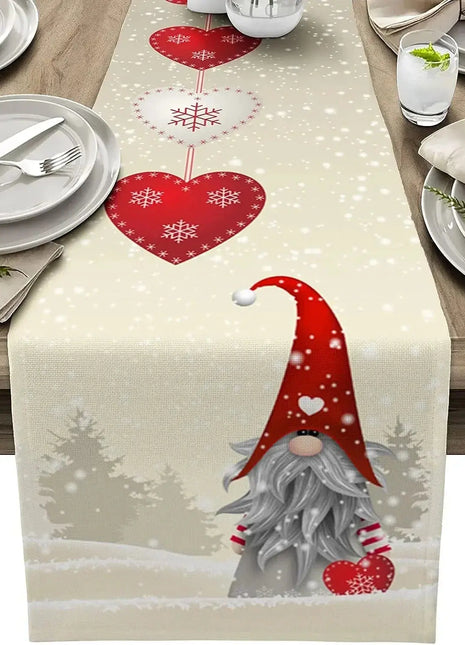 Christmas Gnome Snowflake Love Heart Linen Table Runners Dresser Scarves Decor Reusable Kitchen Dining Table Runner Party Decor Shop1102908646 Store