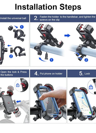 Joyroom 360° Universal Bike Phone Holder for 4.7–7" Phones, Shockproof GPS Mount Stone's Store