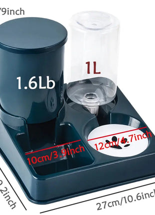 Automatic Cat Feeder Water Dispenser Set, 2 In 1 Tilted Automatic Pet Food And Water Feeder Gravity Food Feeder and Waterer Dropshipman