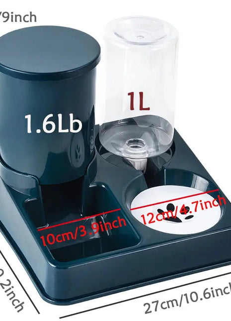 Automatic Cat Feeder Water Dispenser Set, 2 In 1 Tilted Automatic Pet Food And Water Feeder Gravity Food Feeder and Waterer Dropshipman