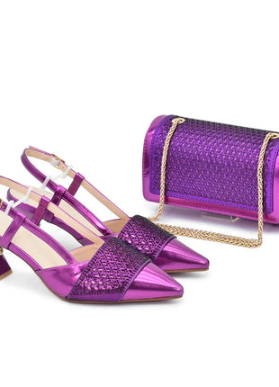New Design Nigerian Wedding Matching Shoe and Bag Decorated with Rhinestone Wedding Shoes and Bags Set for Women Italian 2025 Italian trend store