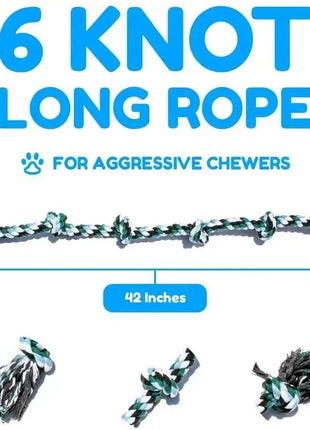 ATUBAN Giant Dog Rope Toy for Extra Large Dogs-Indestructible Dog Toy for Aggressive Chewers and Large Breeds 42IN Long 6 Knot Dropshipman