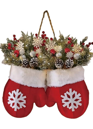 2025 Christmas Garland Creative Glove Shaped Simulated Flower Wreath Window Door Gate Decoration Door Sign Xmas Party Decoration 52Kitchen_CS Store