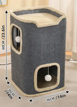 2-Layer Cat House Cat Cave for Indoor Cats Rectangular Cat House Hanging Toy Indoor Dropshipman
