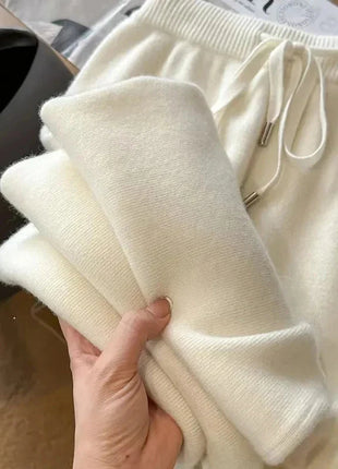 Bxoxo Autumn Casual Wide Leg Pants for Women High Waist Drawstring Soft Warm All Match Pants Korean Solid Simple Straight Trousers New Suli Store