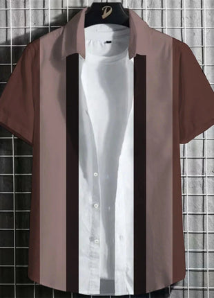 Stripe Men's Shirt Flower 3d Print Shirt Casual Short-sleeved Tops Beach Party Shirts Man Hawaiian Shirt Male Clothes Loose Super Shirt Store