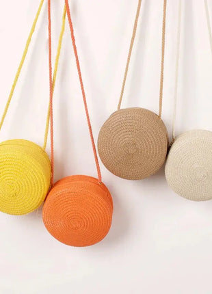 Minimalist Straw Bag Round Crossbody Purse Women Shoulder Vocation Style Handbag Yogodlns Official Store