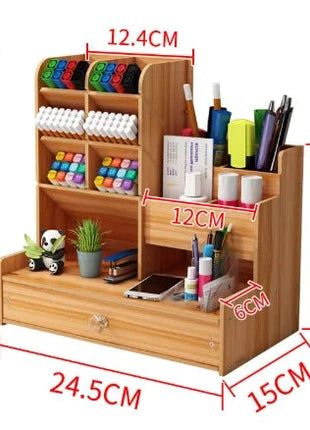 WoodCraft Desk Organizer with Drawer Six Seasons Store