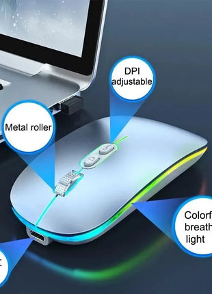 Dual Mode Bluetooth 2.4G Wireless Mouse One-Click Desktop Function Type-C Rechargeable Silent Backlight Mice for Laptop PC New Stone's Store