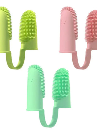 Dog Super Soft Double Finger Toothbrush Pet Teeth Clean Bad Breath Care TPR Tooth Brush Clean Tool Dog Toothbrush Accessories Dropshipman