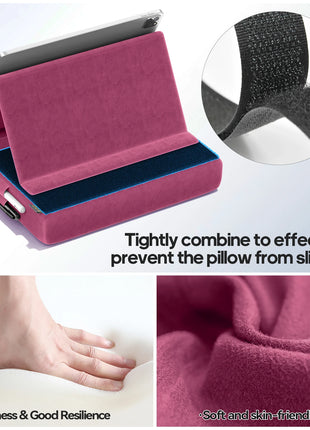 KDD Upgraded Tablet Pillow Stand Multi-Angle Viewing Ipad Holder for Lap Bed and Desk Foldable Soft Pad Dock with Stylus Mount