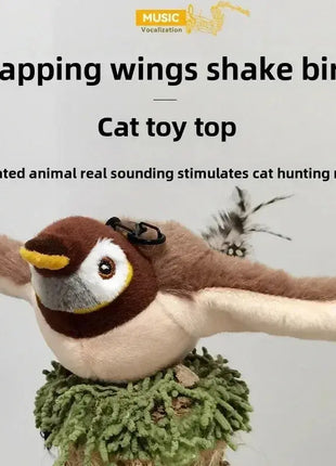 Flying Bird Cat Toy Interactive Cat Toys Rechargeable Chirping Flapping Bird(no Flying) Can Add Catnip Touch Activated Plush Toy Dropshipman