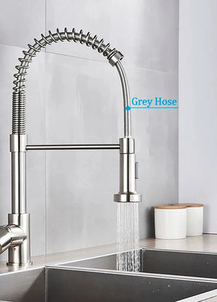 🚰 Pull-Down Kitchen Faucet – Matte Black Brass Spring Faucet with Dual Mode Nozzle | Hot &amp; Cold Mixer Tap for Single-Hole Sink Installation YYYMEST Factory Store