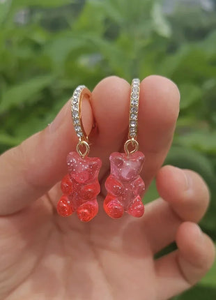 Cartoon Bear Pendant Zircon Earrings Niche Design All-Match Earrings Graceful and Fashionable Wholesale and Retail Shop1100214136 Store