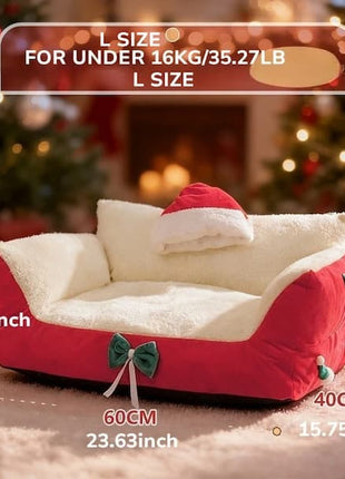 Christmas Cozy Cat Sofa Bed – Warm, Removable & Washable Pet Bed for Cats & Small Dogs daidaidog Store