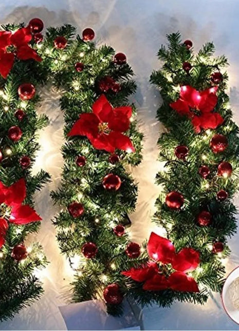 2.7M 5 цвята коледна украса гирлянд декорация ратанови светлини венец украсен камина стълби стенна врата декор