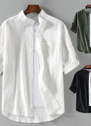 Men's Stand Collar Shirt – Mid-Length Sleeves Lincici Store