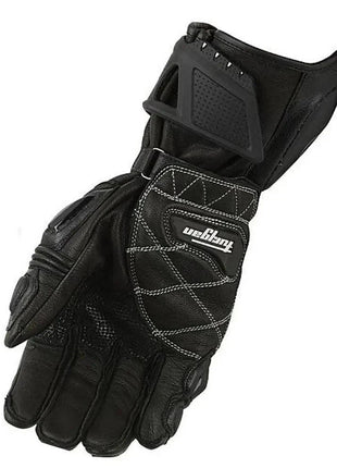 Leather Motorcycle Gloves Black White Red Racing Genuine Leather Motorbike Road Racing Team Glove Summer Winter Rider Gloves AHT Automobiles And Motorcycles Store