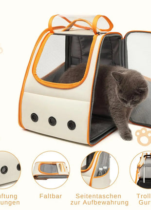 Kono Cat Backpack Foldable Lightweight Stable Pet Backpack for Cats & Dogs Side & Upper Openings Dropshipman