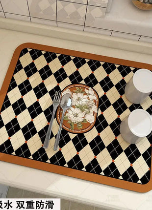 Super Absorbent Large Kitchen Absorbent Mat Antiskid Draining Coffee Dish Drying Mat Quick Dry Bathroom Drain Pad Tableware Mat E-Goods Store