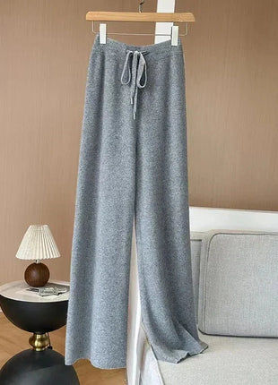 Bxoxo Autumn Casual Wide Leg Pants for Women High Waist Drawstring Soft Warm All Match Pants Korean Solid Simple Straight Trousers New Suli Store