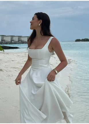 Fashion Solid Long Denim Vestidos Women Sleeveless OffShoulder Lace Up Backless Square Neck Jeans Dresses 2025 Chic Street Wear PfotenSpaß