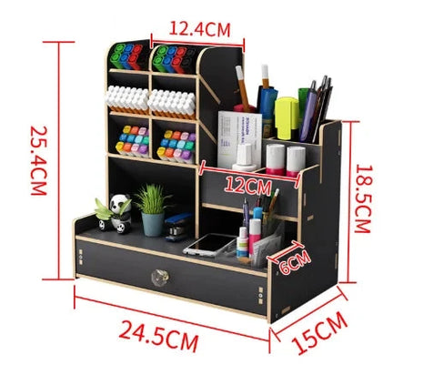 WoodCraft Desk Organizer with Drawer Six Seasons Store