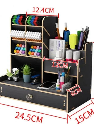 WoodCraft Desk Organizer with Drawer Six Seasons Store