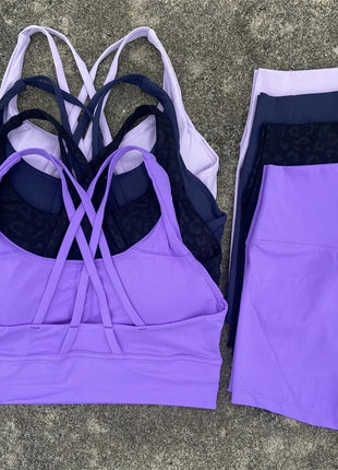 2 Piece Cross Back Bra Top High Waist Shor Shop1104290027 Store