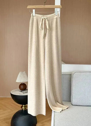 Bxoxo Autumn Casual Wide Leg Pants for Women High Waist Drawstring Soft Warm All Match Pants Korean Solid Simple Straight Trousers New Suli Store