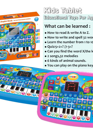 Kids’ Education Tablet Toy, Age 3+ Literacy Math Music Learning, Doubles as Electronic Keyboard, Birthday Christmas Gift TOYMAX Store