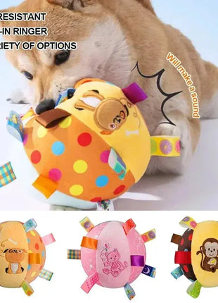 Interactive Ball Dog Toy with Built Bite Resistant Plush Handle Decompress Training for Aggressive Chewers Fun Pet Supplies Dropshipman