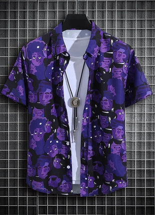 Stripe Men's Shirt Flower 3d Print Shirt Casual Short-sleeved Tops Beach Party Shirts Man Hawaiian Shirt Male Clothes Loose Super Shirt Store