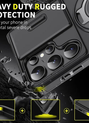Case For Samsung Galaxy S25 S24 S23 S22 S21 Ultra Plus S24FE S23FE Slide Camera Protect Magnetic holder Armor Shockproof Cover XinYUyue Cases Store