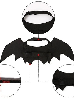 Bat Wings Costume, Small, Black Felt, for Dogs & Cats, Halloween Pet Apparel Stone's Store