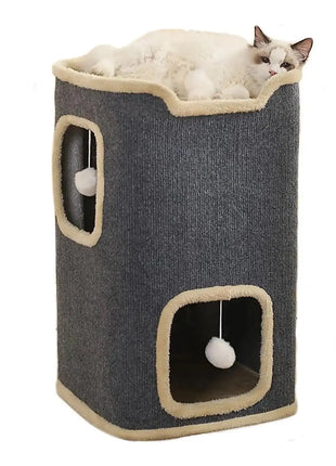 2-Layer Cat House Cat Cave for Indoor Cats Rectangular Cat House Hanging Toy Indoor Dropshipman