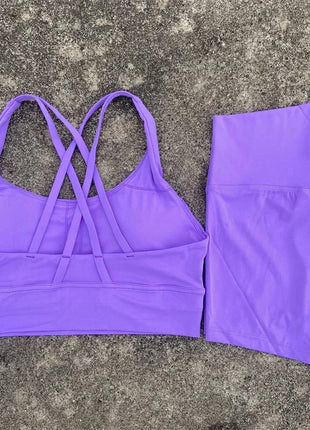 2 Piece Cross Back Bra Top High Waist Shor Shop1104290027 Store