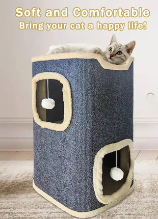2-Layer Cat House Cat Cave for Indoor Cats Rectangular Cat House Hanging Toy Indoor Dropshipman