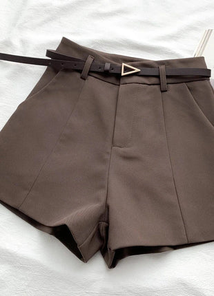 Belted High Waisted Shorts Stone's Store