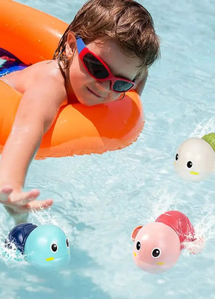 Baby Bath Toys Bathing Cute Swimming Turtle Whale Pool Beach Classic Chain Clockwork Water Toy For Kids Water Playing Toys QWZ Official Store