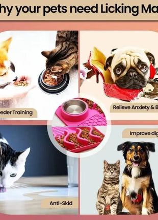 Slow Feeder Mat for Pets - Non-Toxic Silicone (Turquoise) Upgraded Anxiety and Boredom Relief Tool with Aluminum Bowl, 17x11x2 in Dropshipman