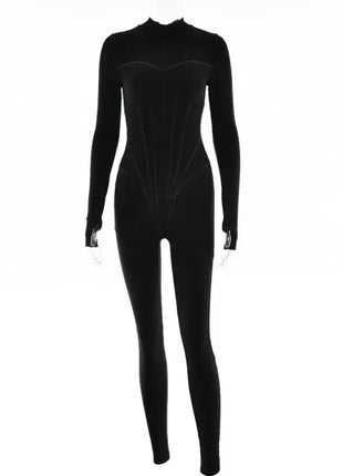 Sexy Elegant Women’s Zip-up O-neck Long Sleeve Jumpsuit – Streetwear Autumn Overalls, Fitness Sports Bodysuit for Women FDYOUI Official Store