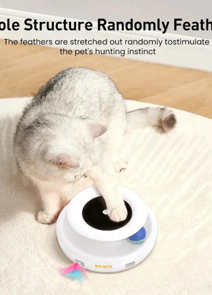 ROJECO 2 in 1 Smart Cat Toys Automatic Feather Fun Ball Toy Set Dropshipman